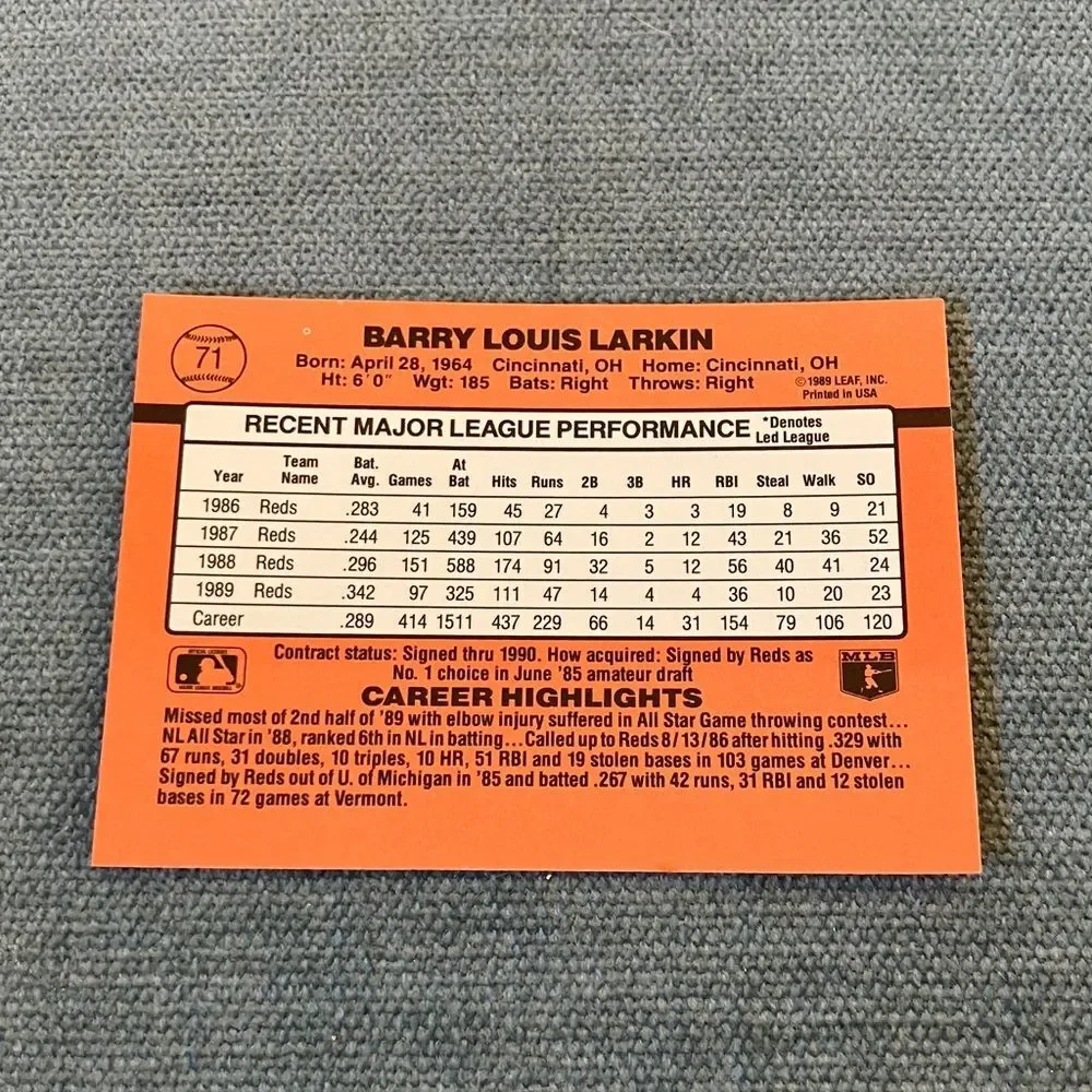 1990 Donruss Cincinnati Reds Baseball Card Trading Card